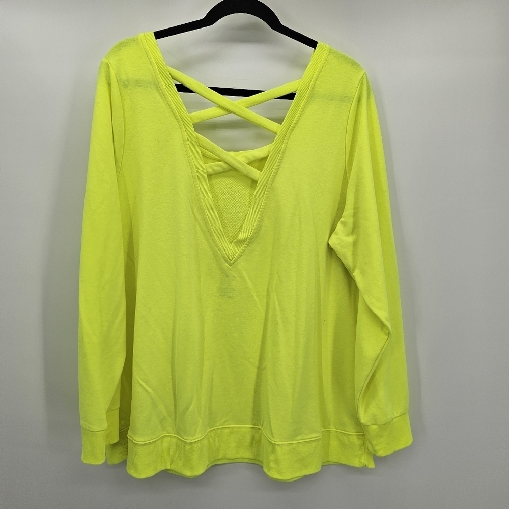 Torrid active neon yellow lace up back long sleeve active tee women's size 3x - Picture 2 of 4